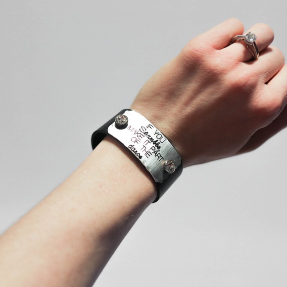 Dance Quote Leather Snap Bracelet - Picture 2 of 5